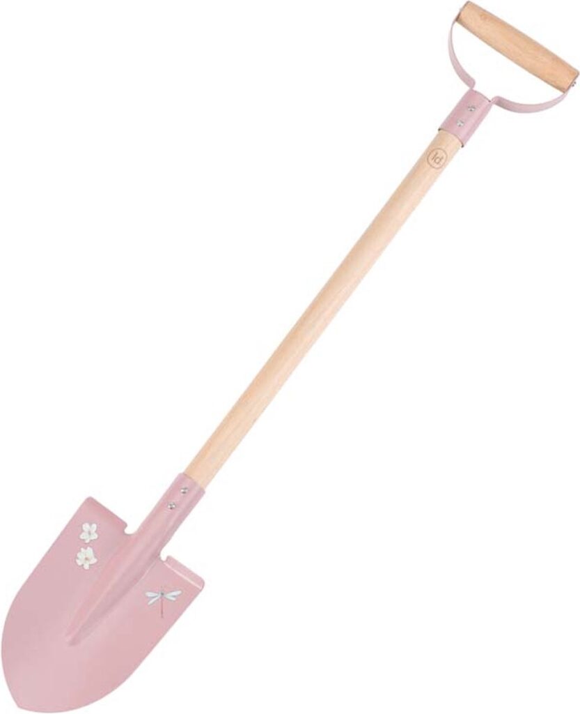 Roze schep met houten handvat en decoratie