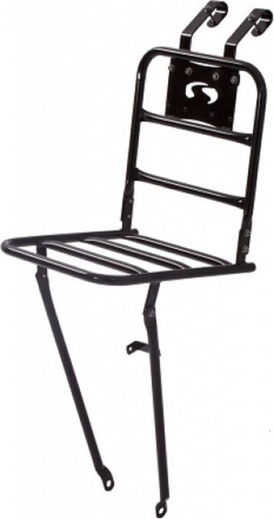 Zwarte fiets voordrager met montagebeugels