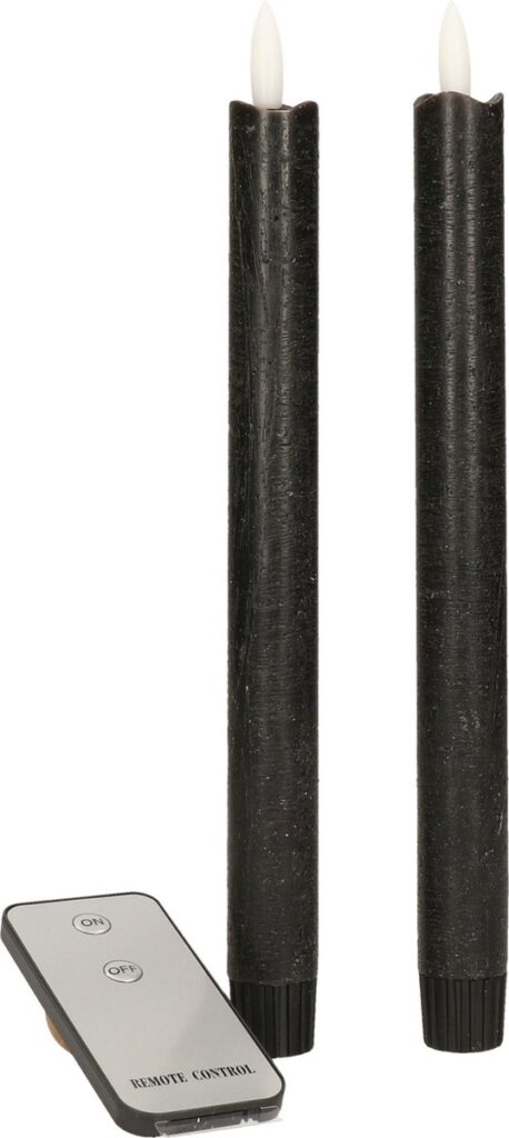 Twee zwarte LED-kaarsen met afstandsbediening