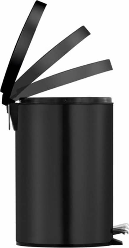 Zwarte pedaalemmer met deksel open