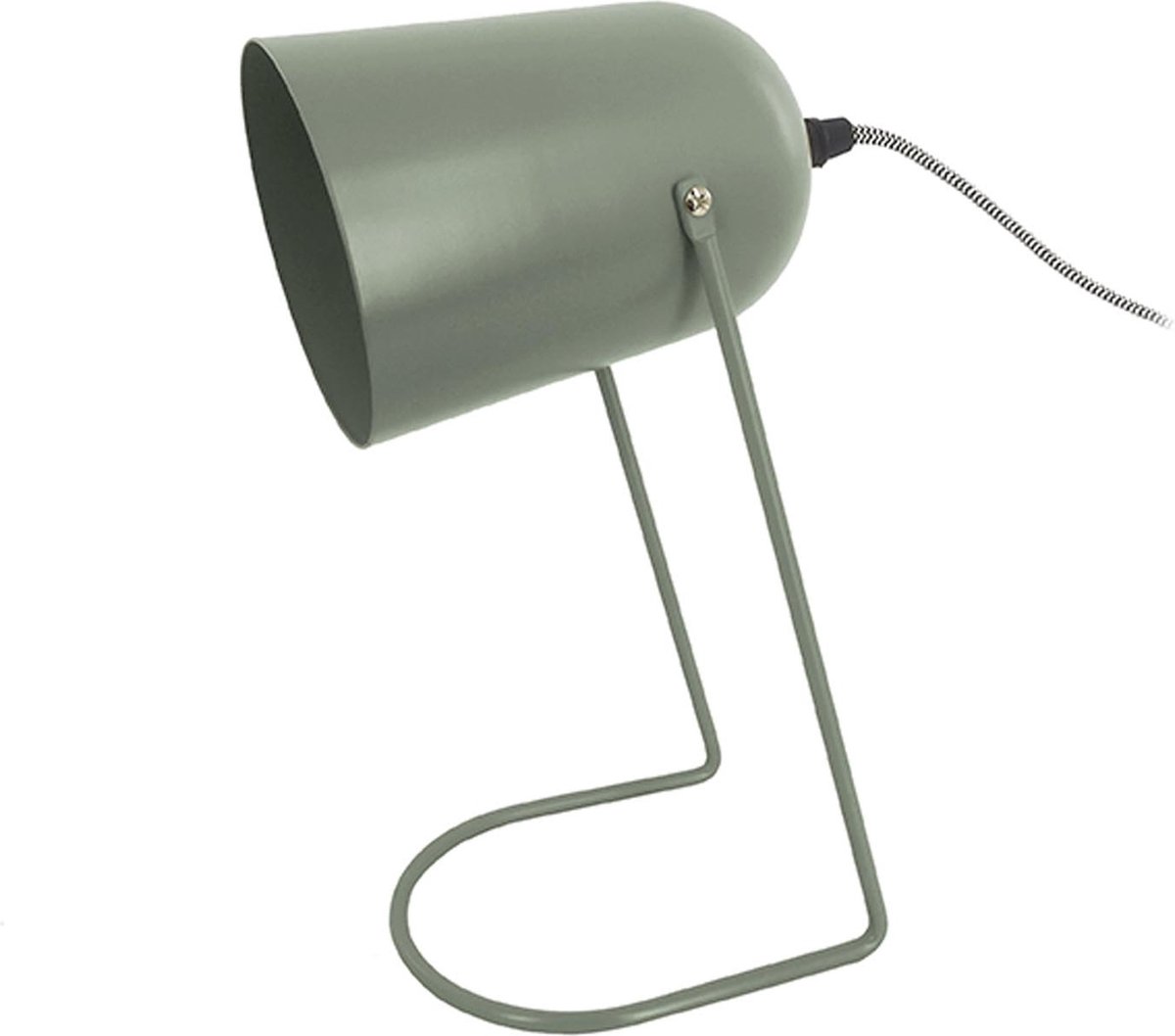 Groene metalen tafellamp met minimalistisch ontwerp