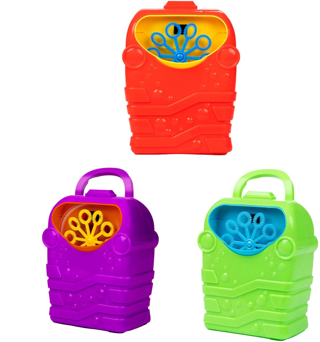 Drie gekleurde automatische bellenblazers speelgoed