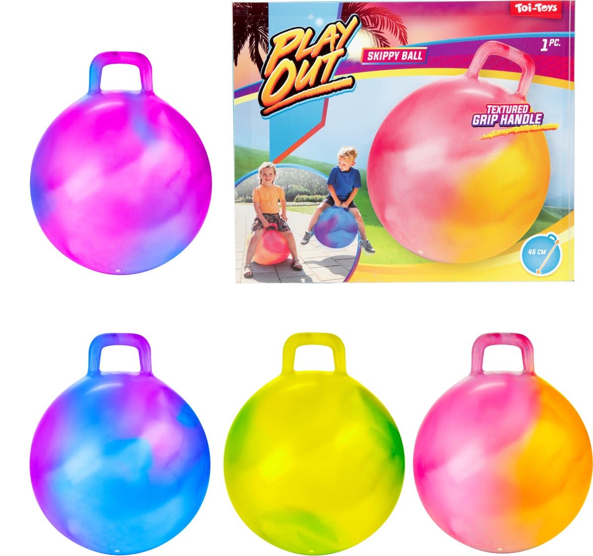 Kleurrijke skippyballen met handvat voor kinderen