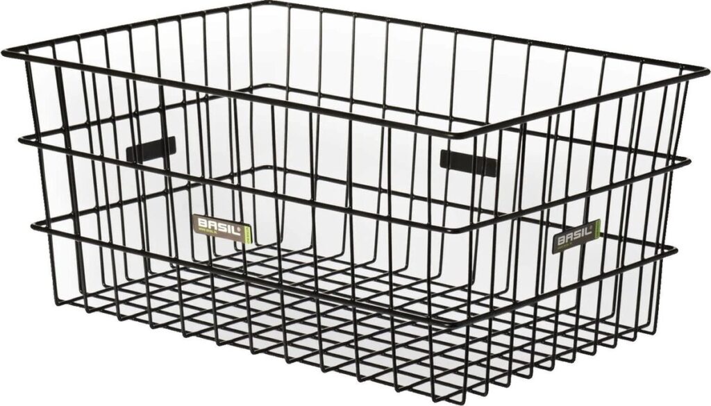 Zwarte metalen fietsmand van draadstaal