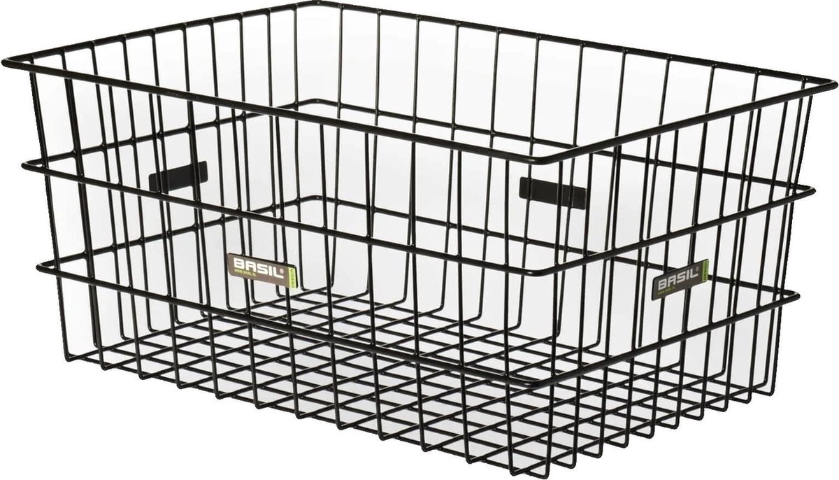 Zwarte metalen fietsmand van draadstaal