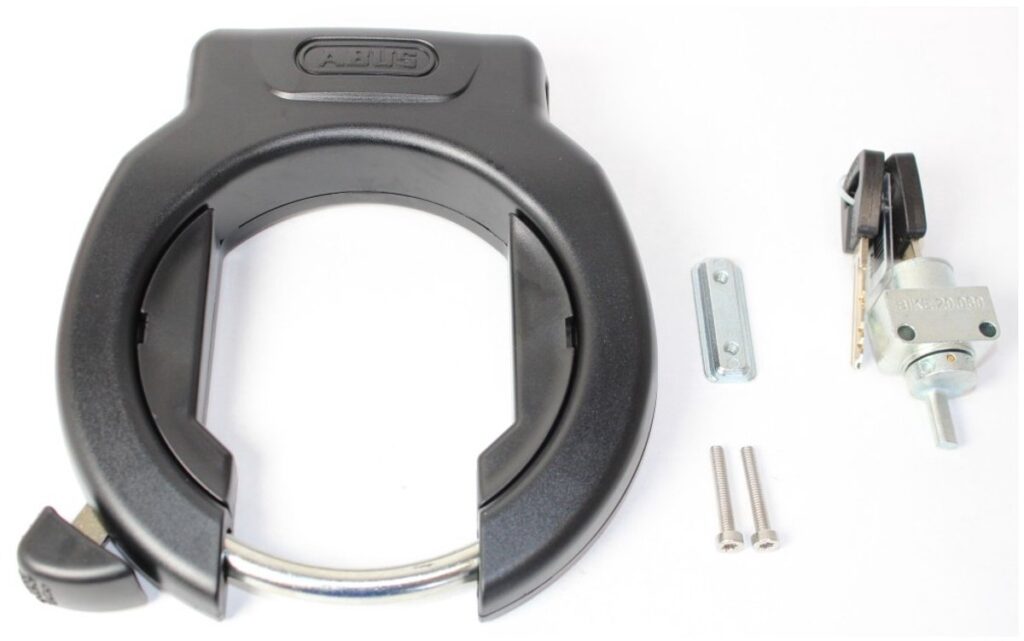 Cadenas à anneau noir pour vélo, avec matériel de fixation