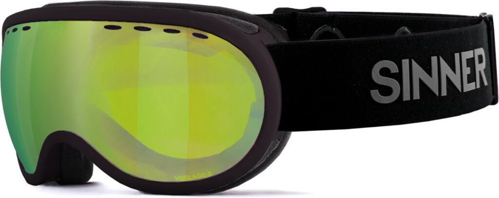 Skibril met groene spiegellens.