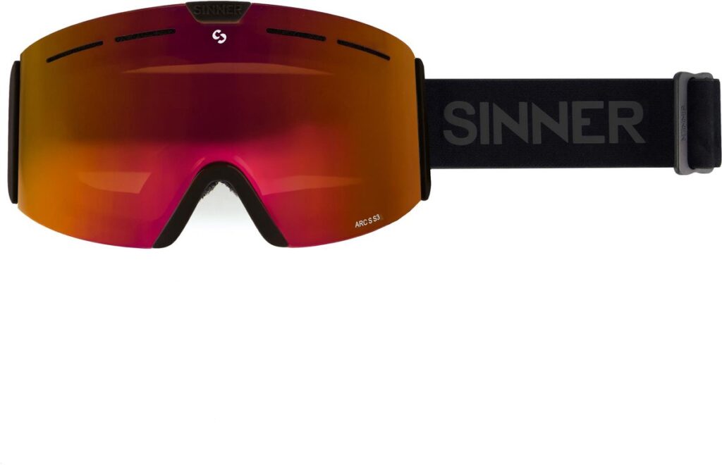 SINNER ski goggles with red-orange mirrored lenses