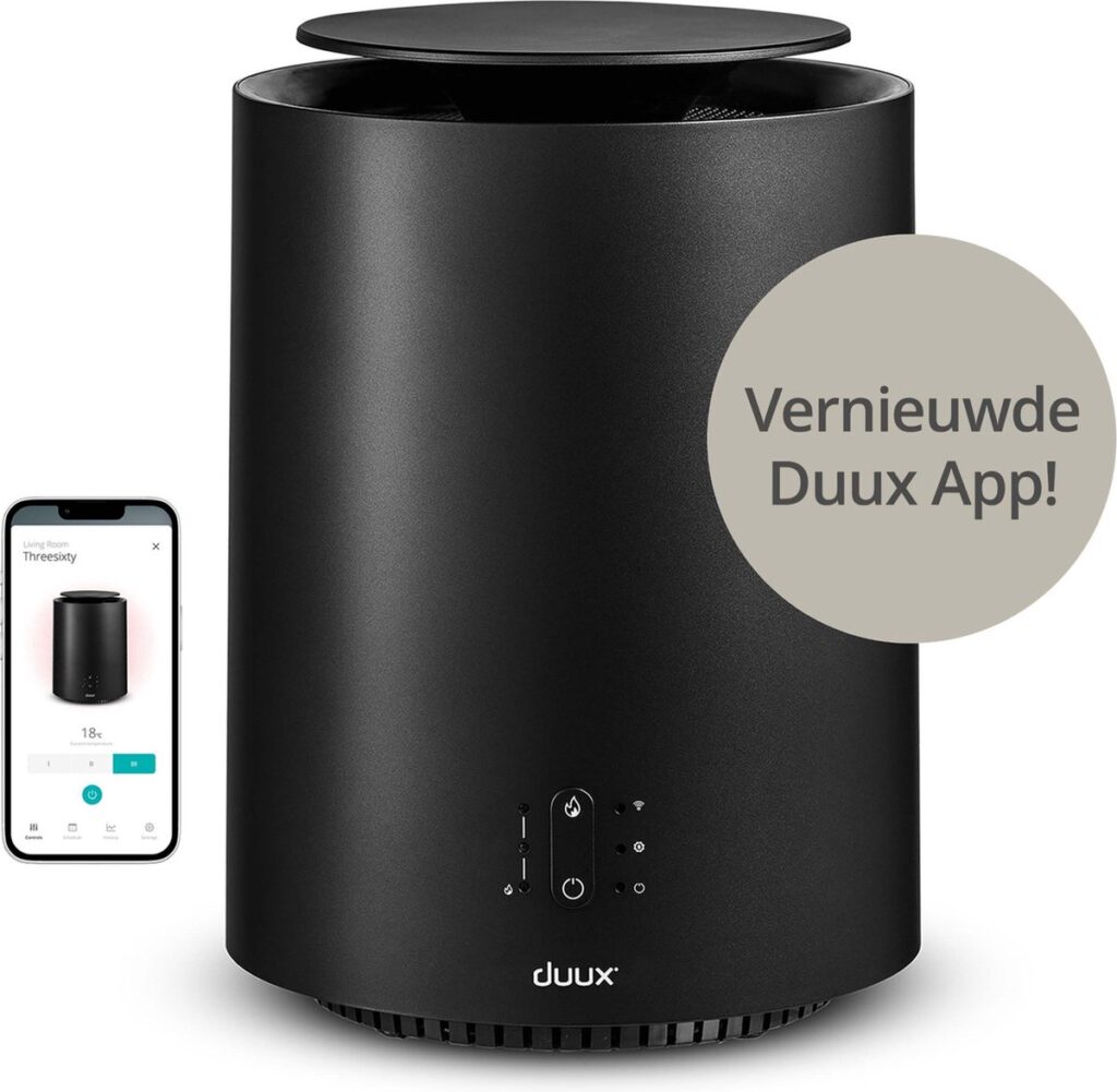 Purificateur d'air noir avec application Duux et smartphone mis à jour