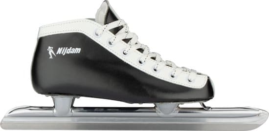 Zwart-witte ijsschaats met metalen schaatsblad