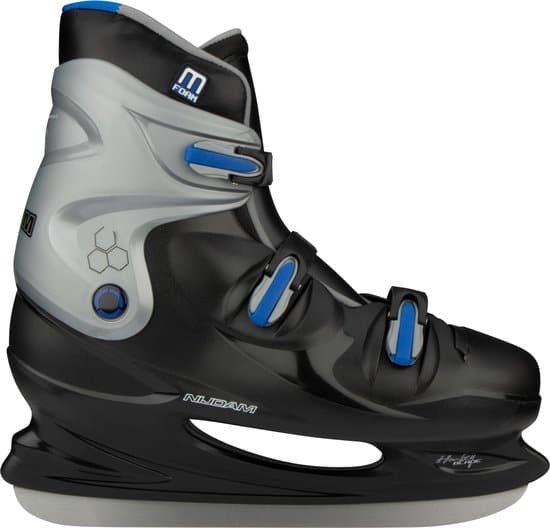 nijdam ijshockeyschaats xxl hardboot zwart/zilver/blauw 48