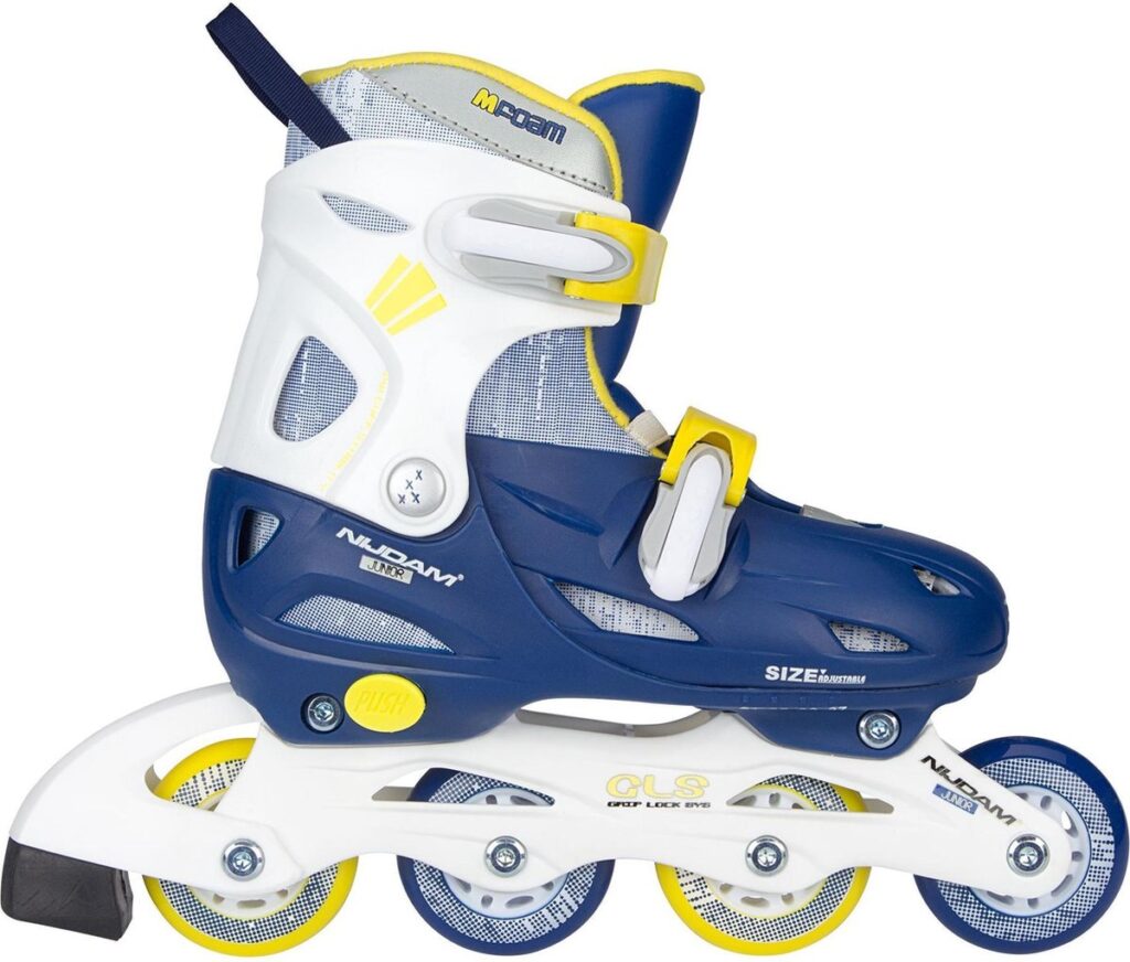 Blue and white adjustable children's inline skates