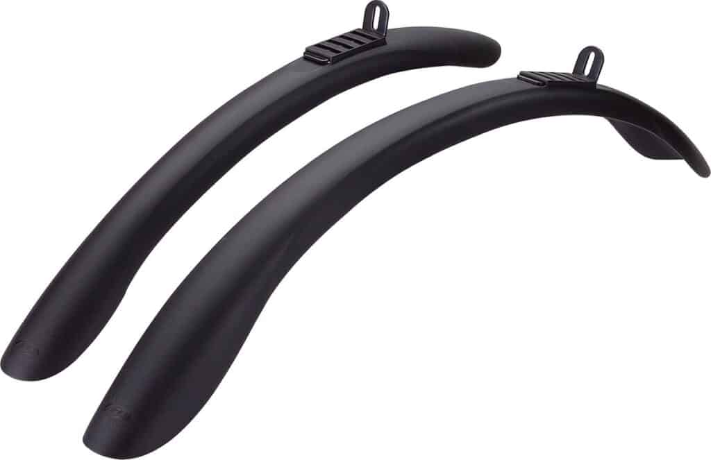 Zwarte spatborden voor fiets, voor- en achterwiel.