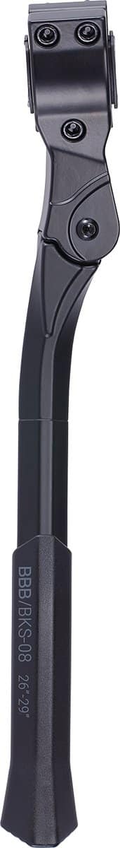 Zwarte fietsstandaard voor 26-29 inch wielen.