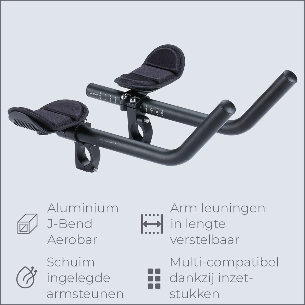 Aluminium J-bend aerobar met verstelbare armsteunen
