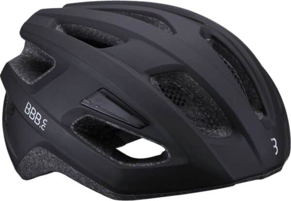 Zwarte fietserhelm BBB met ventilatieopeningen en modern design.