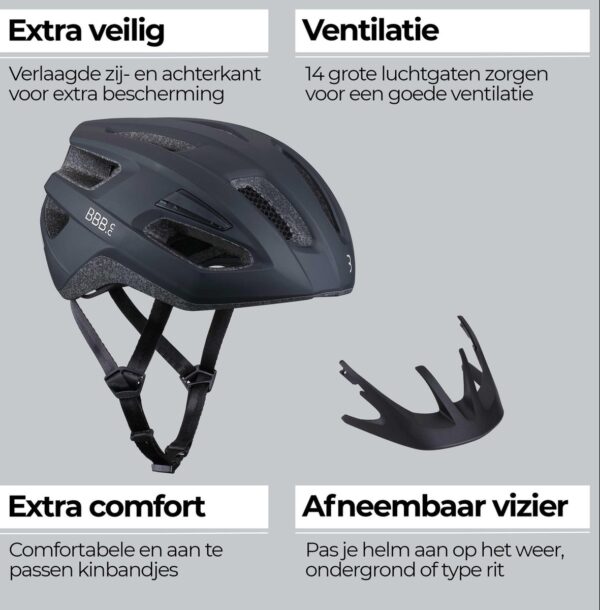 Fietshelm met ventilatie en afneembaar vizier.