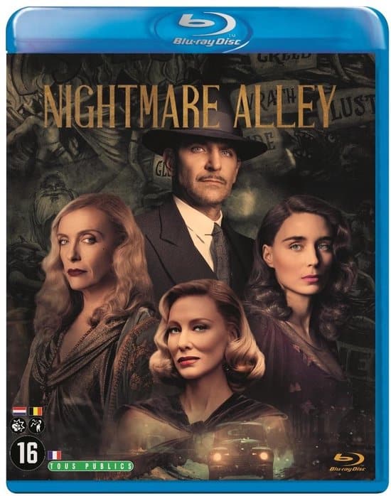 Nightmare Alley Blu-ray hoes met vier personages.