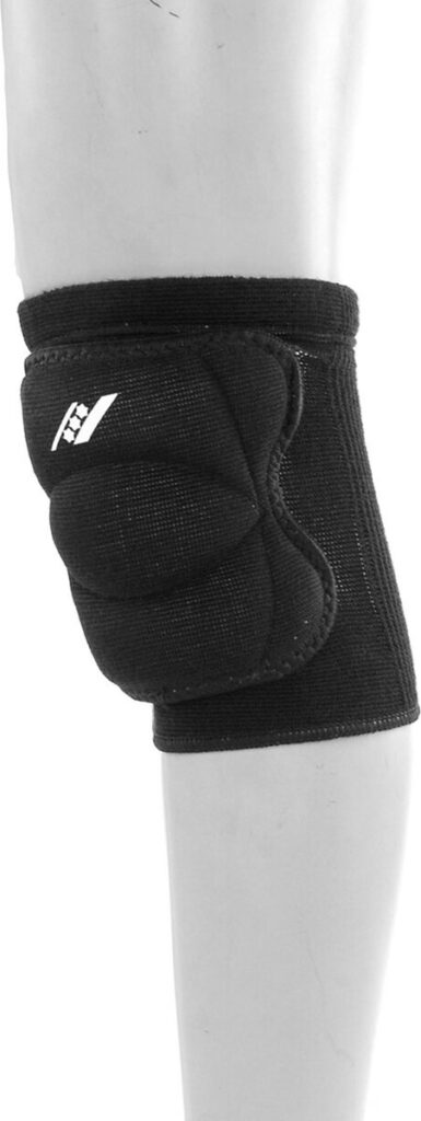 Zwart kniebeschermer op modelbeen