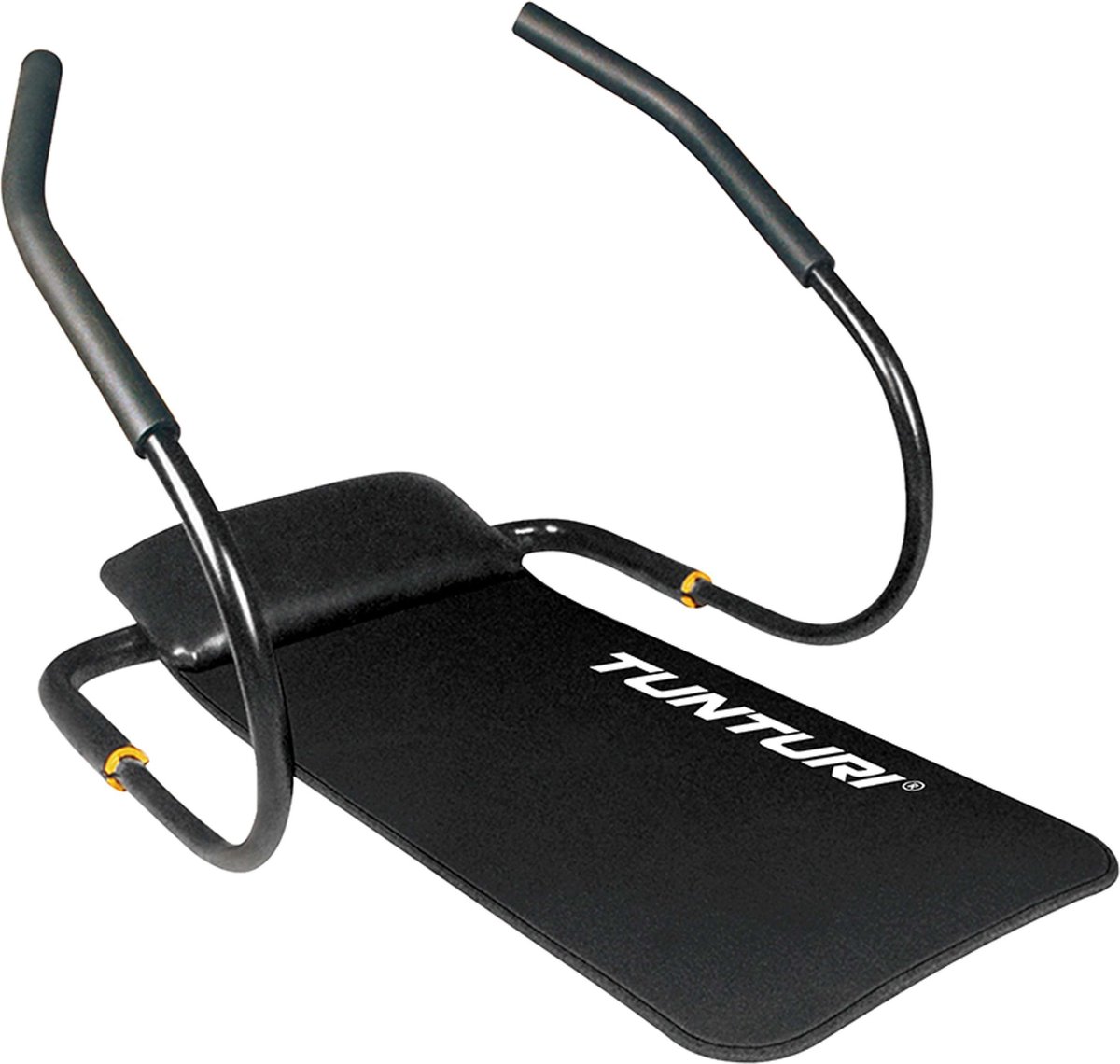 Tunturi buikspiertrainer voor thuisfitness, zwart ontwerp.