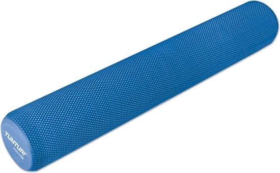 Blauwe textuur foamroller voor spiermassage en herstel.