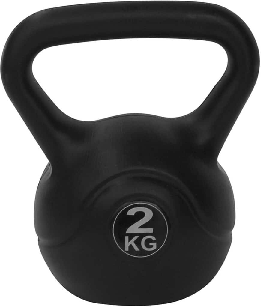 Zwarte kettlebell 2 kg voor fitness.
