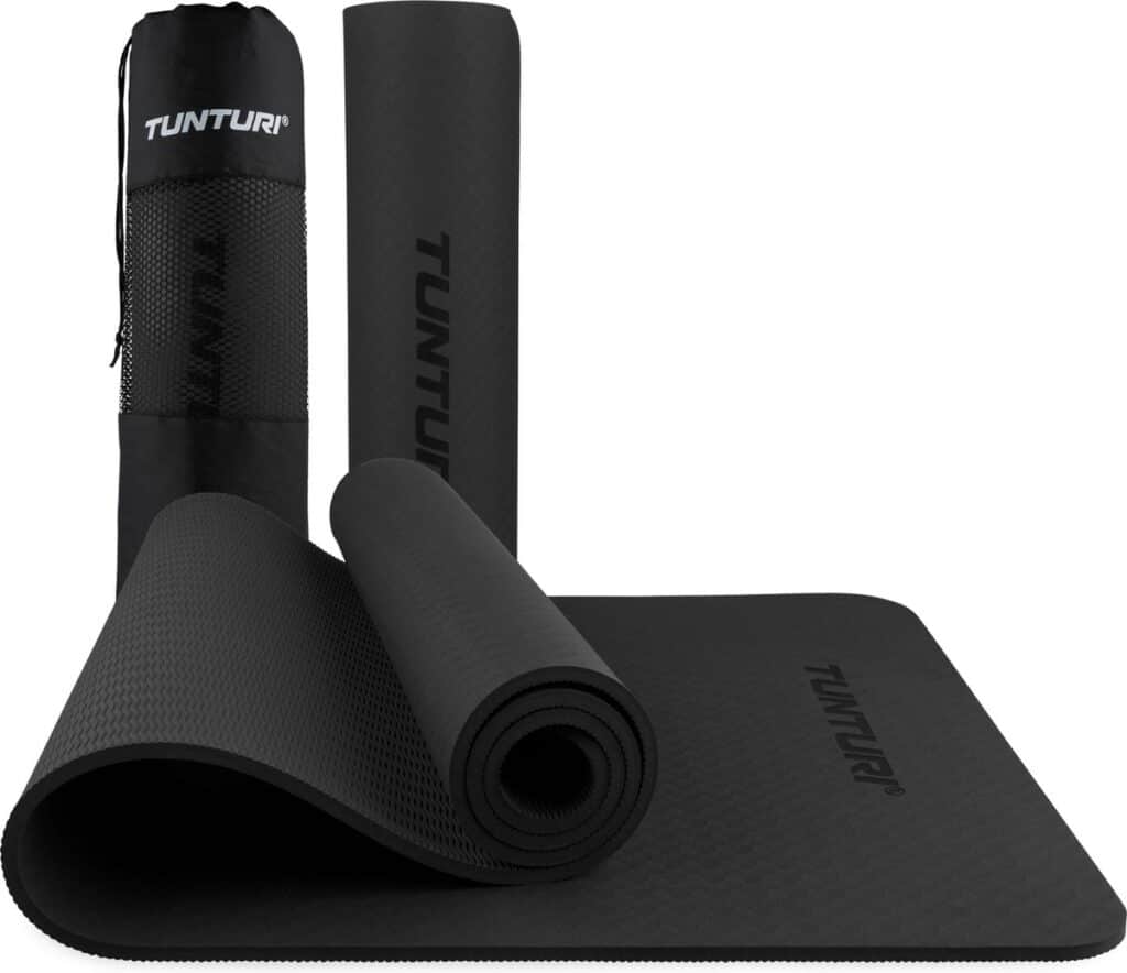 Zwarte yoga matten met draagtas