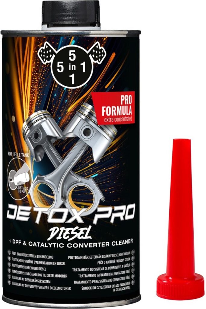 Detox Pro diesel brandstofsysteemreiniger met rode tuit.