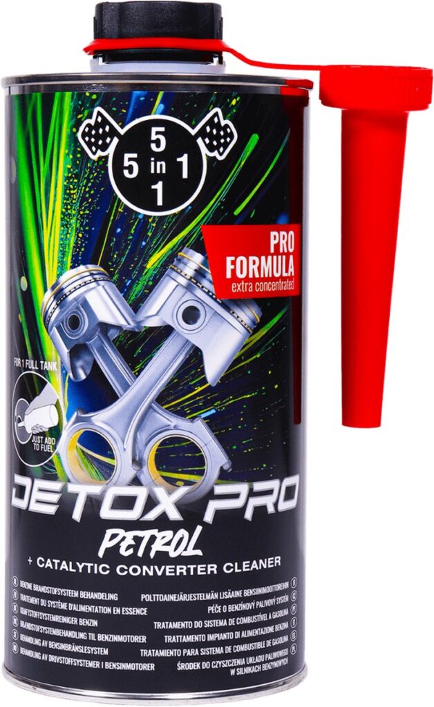 Blik Detox Pro Petrol katalysatorreiniger met trechter