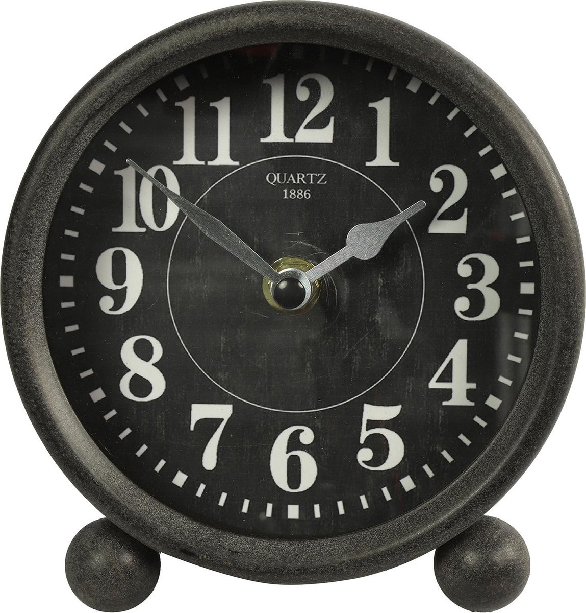 Vintage zwarte wekker met witte cijfers