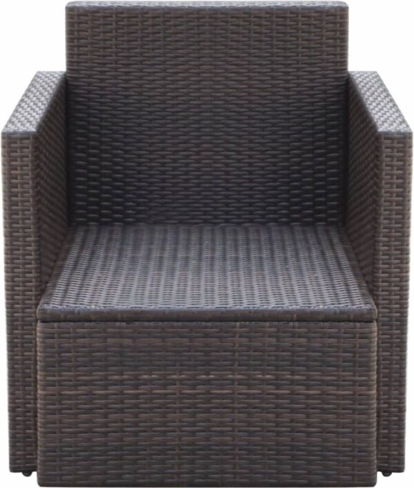 Bruine wicker tuinstoel met armleuningen