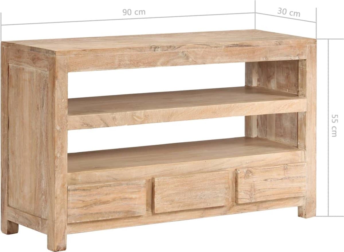 Houten kast met planken en lades, 90x30x55 cm.