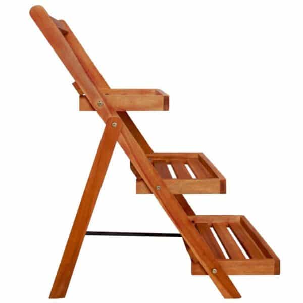 Opvouwbare houten trapladder met drie treden.