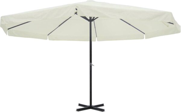 Beige parasol met metalen standaard