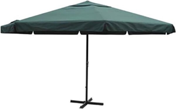 Groene parasol met zwarte standaard