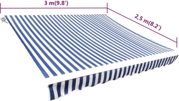 Gestreepte luifel, afmetingen 3x2,5 meter.