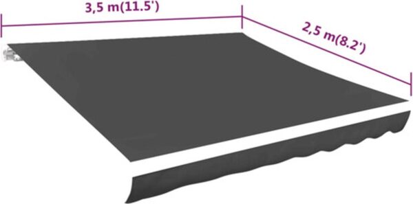 Zonnescherm 3,5x2,5 meter, zwart