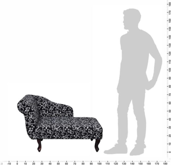 Meubel met patroon en figuur voor schaal, zwarte chaise longue