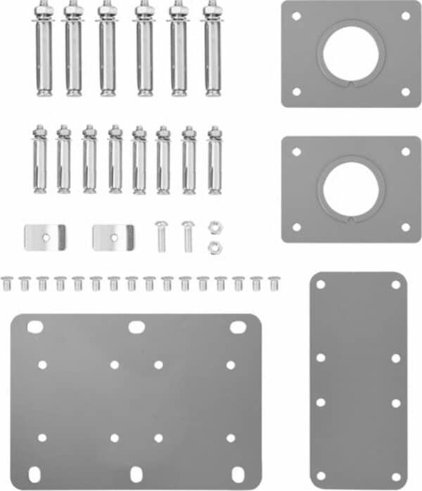Bevestigingsset met ankerbouten en montageplaten.