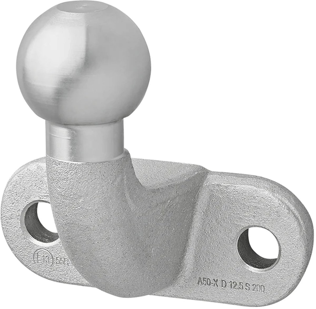 Metalen trekhaakkogel met montageplaat en boutgaten