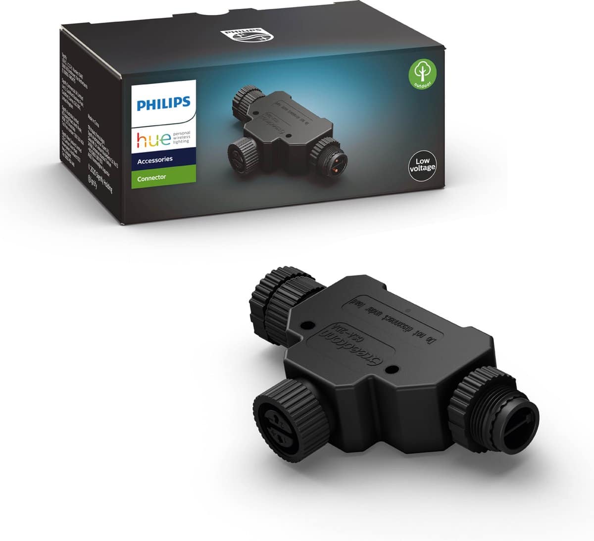 Philips Hue connector voor lage spanning in verpakking.