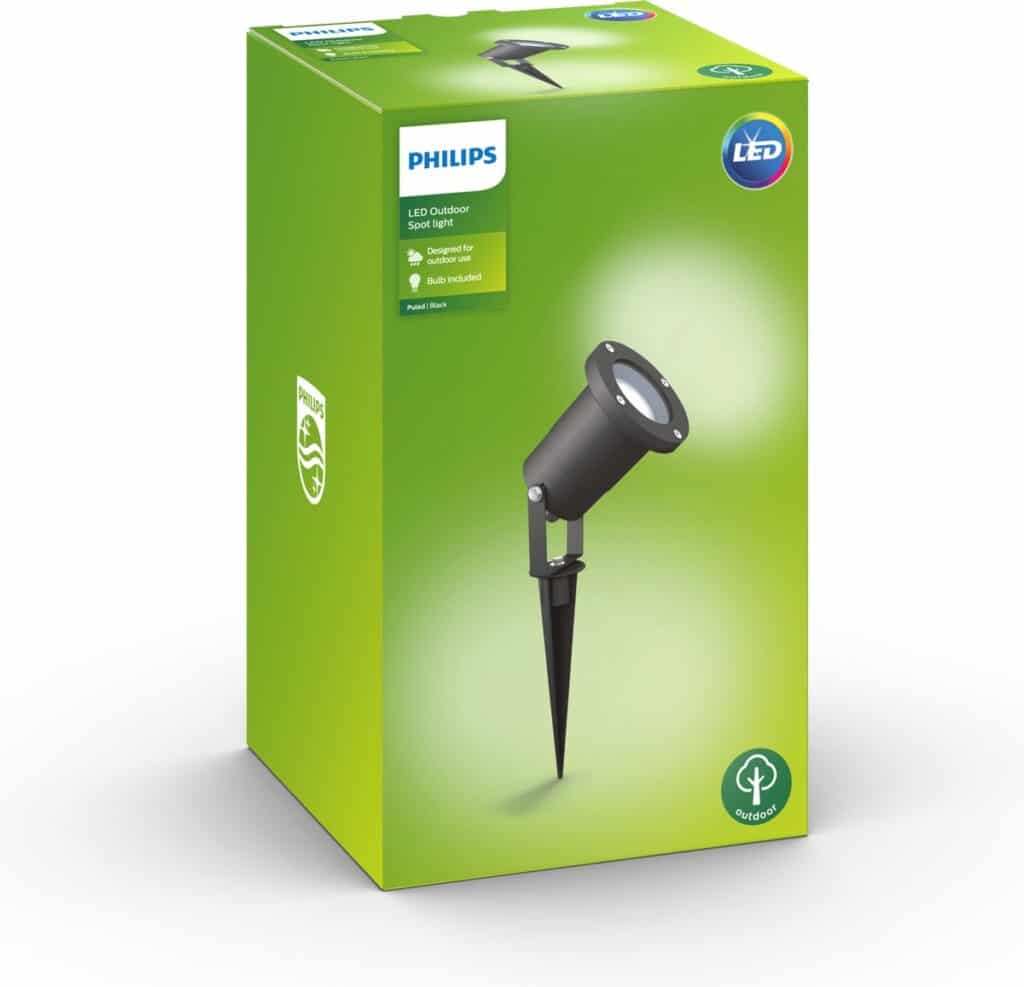 Philips LED buiten spotlight verpakking groen.