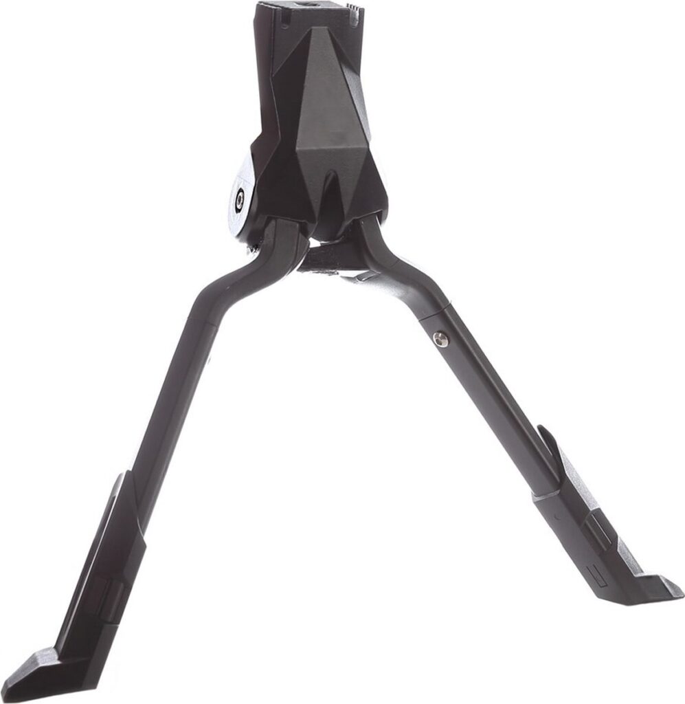 Opvouwbare zwarte tweepoot standaard voor accessoires.