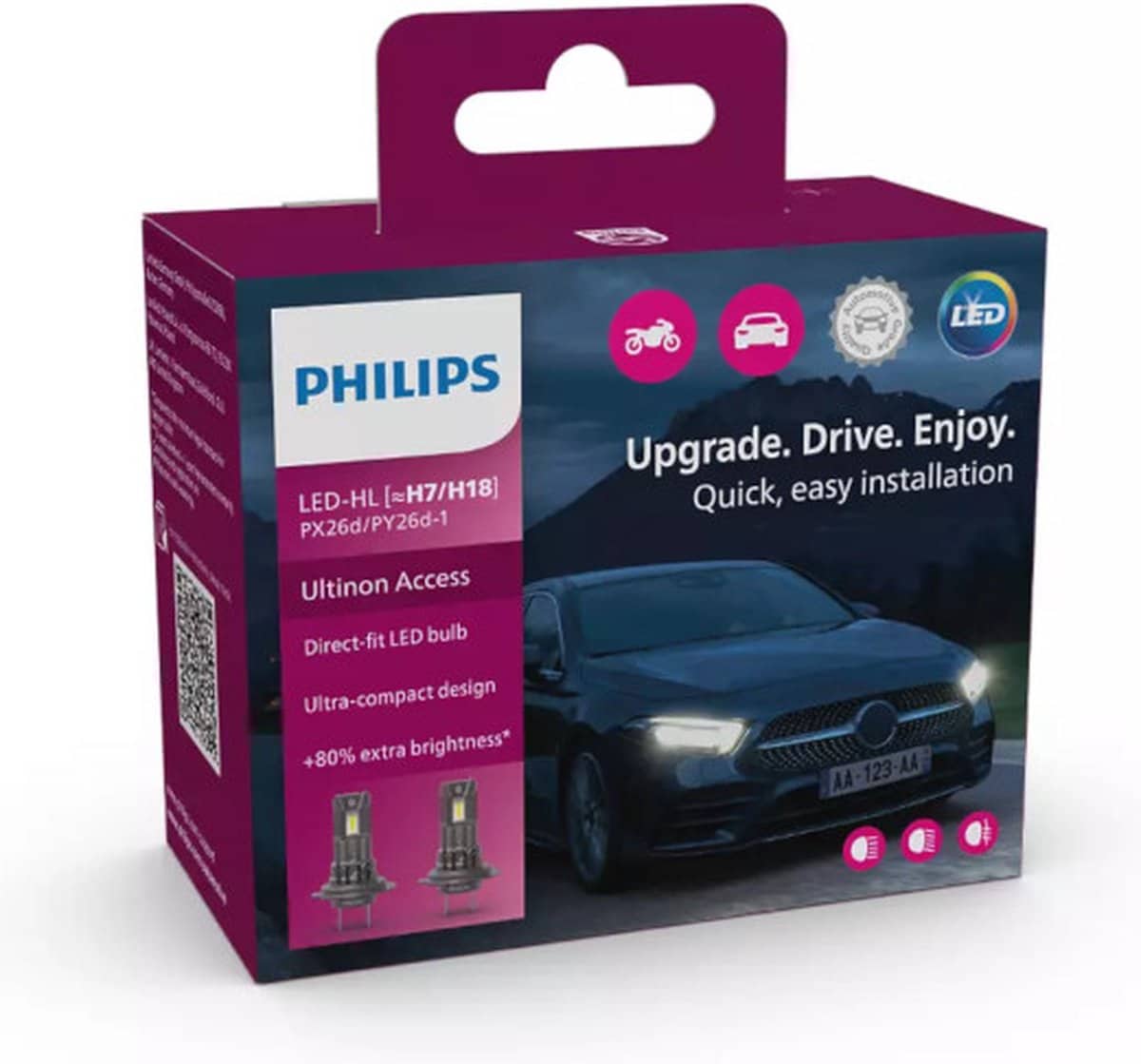 Philips LED-autolampen verpakking, eenvoudige installatie