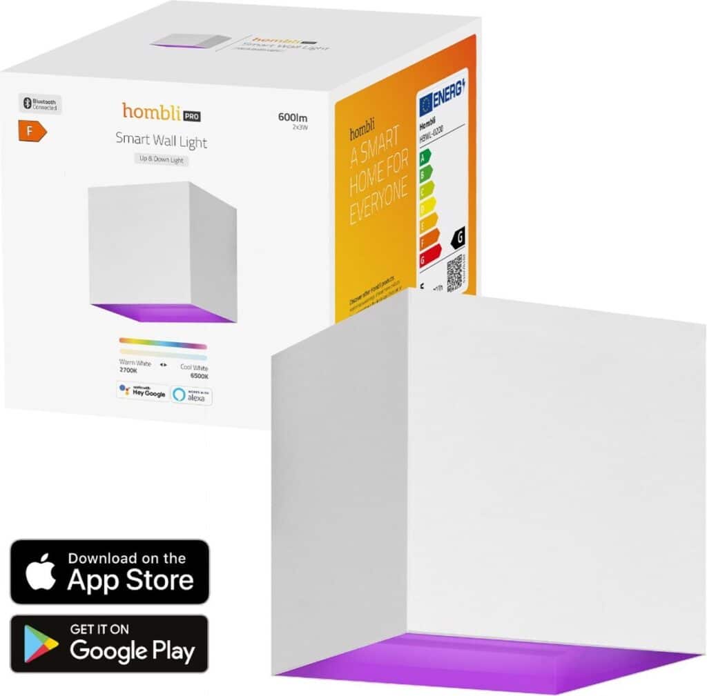 Hombli slimme wandlamp met gekleurd licht.