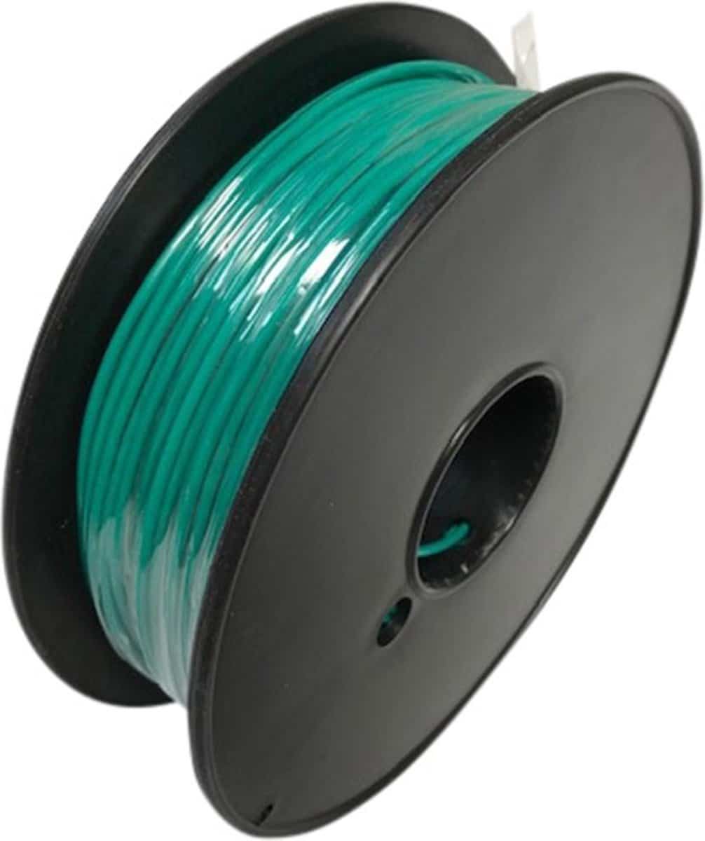 Groene 3D-printer filamentspoel op zwarte rol