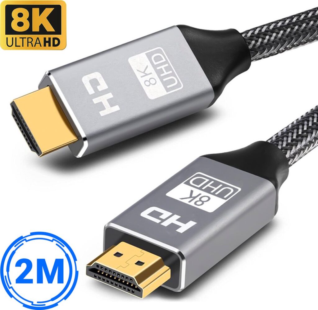 8K HDMI-kabel, 2 meter, ultra HD ondersteuning.