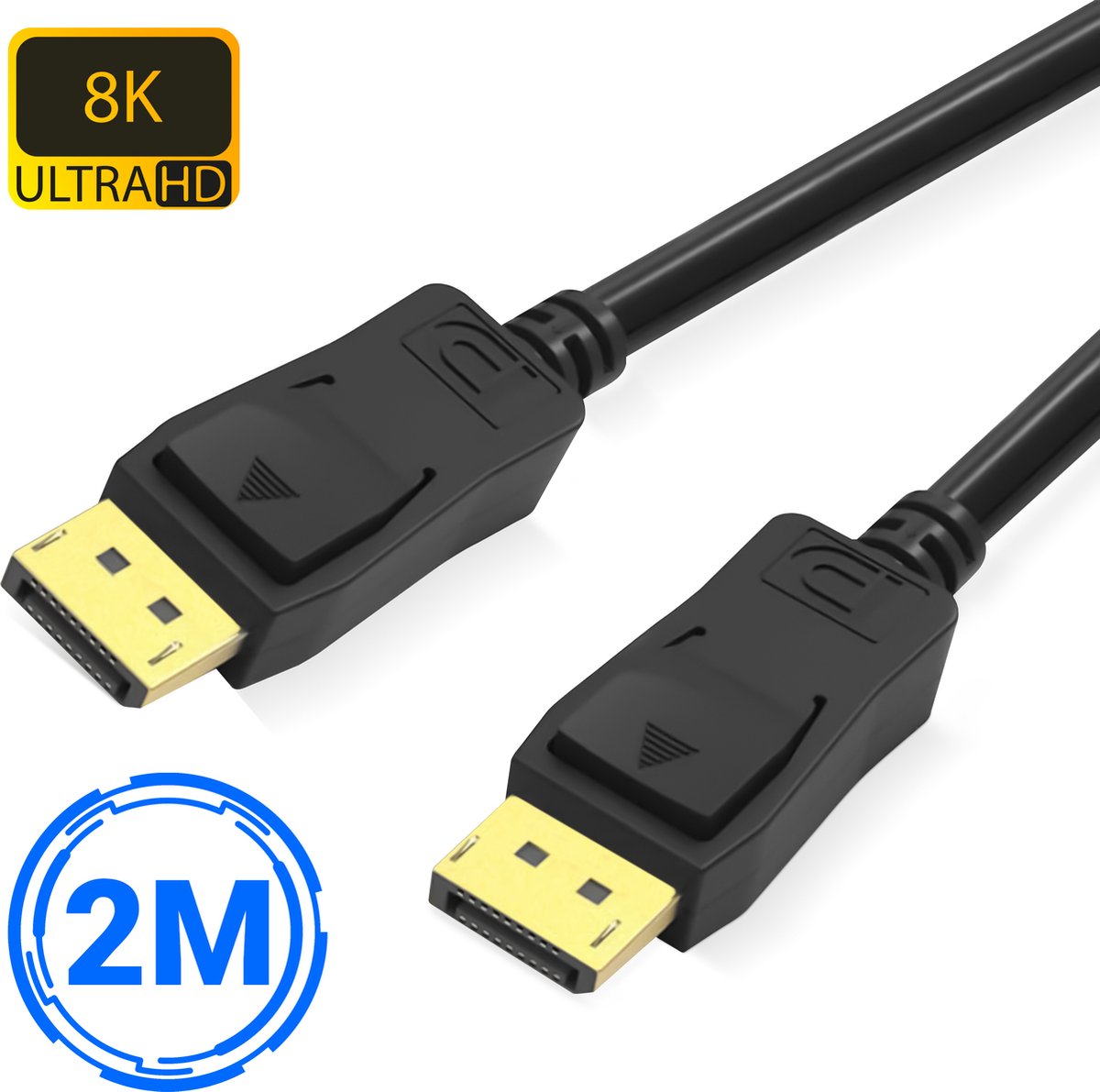 8K DisplayPort-kabel 2 meter zwart