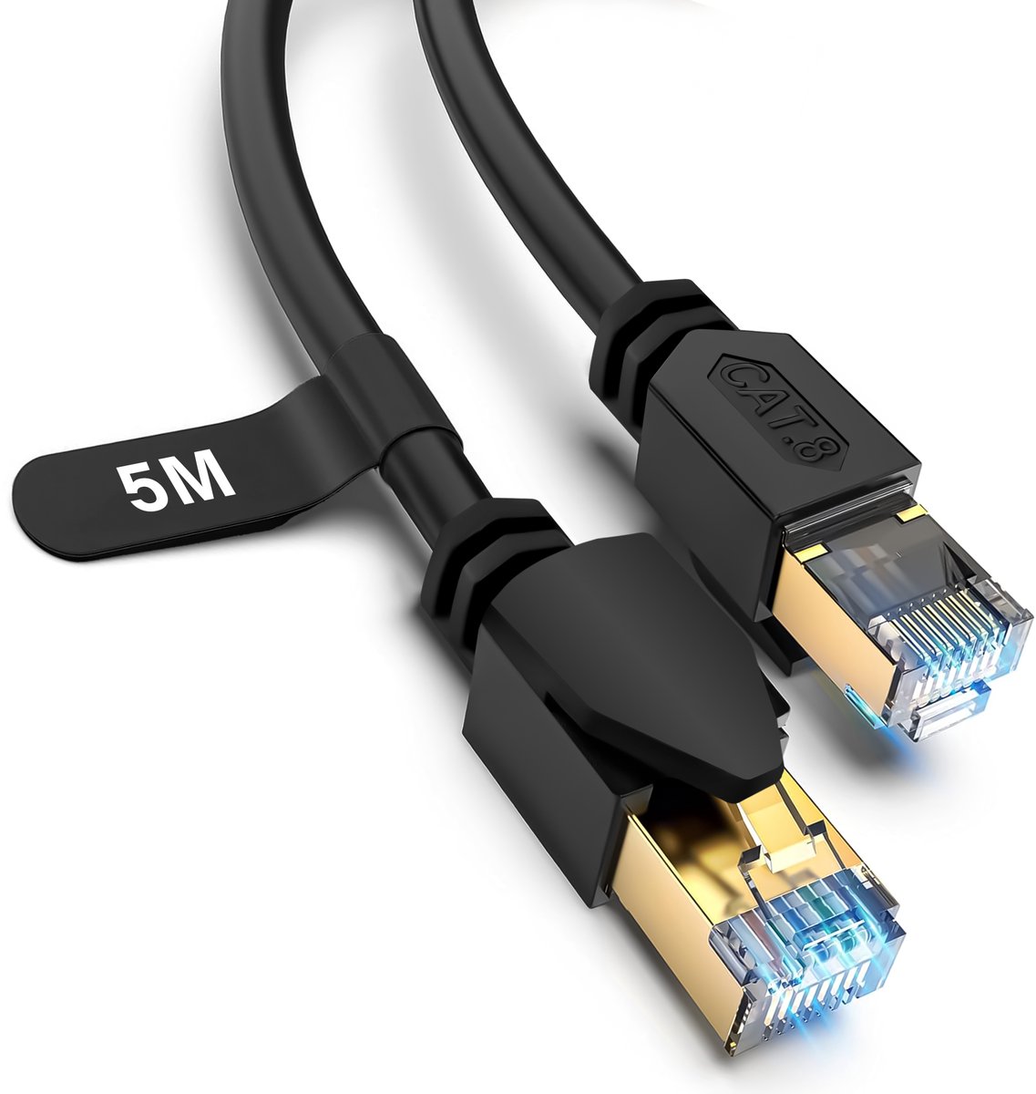 Zwarte CAT8 Ethernetkabel van 5 meter