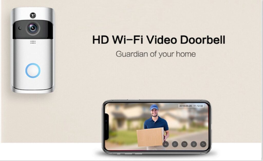 HD video deurbel met telefoonweergave van bezorger